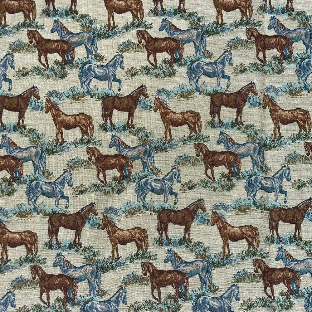 JADE Equestrian Horse Victorian Tapestry Fabric‎ Upholstery Material 55